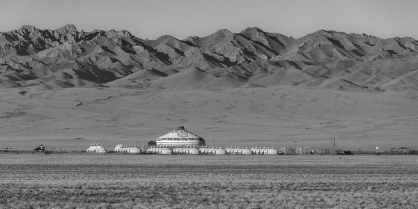 Mongolian Yurts with Mountain Backdrop Photography