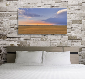 Prairie train journey at twilight art