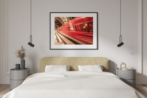 Red Train in Motion at Dresden Station Fine Art Photograph