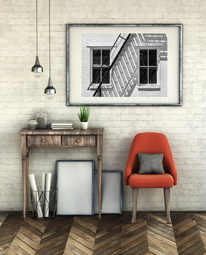 Gallery wall mockup featuring urban fine art photograph