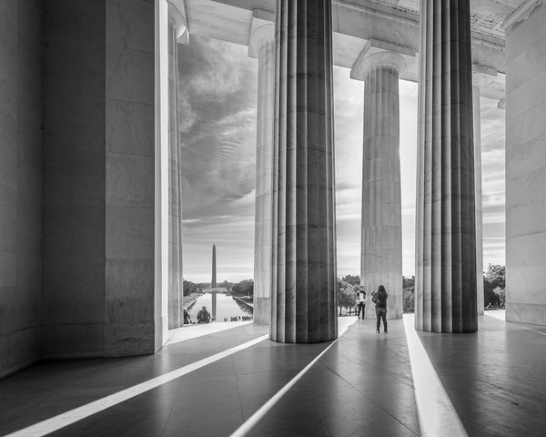 Two women take photos from Lincoln Memorial | Photo Art Print fine art photographic print