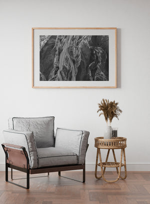 Alaska coastal landscape abstract patterns in black and white