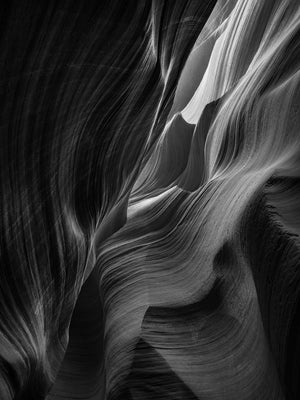 Light and shadow inside Antelope Canyon narrow rock passage