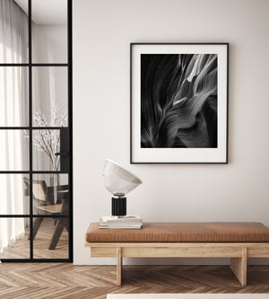 Smooth layered sandstone surfaces in Arizona slot canyon