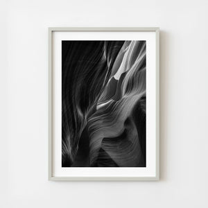 Black and white slot canyon sandstone walls in Antelope Canyon Arizona