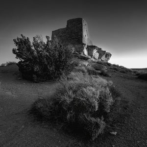 ancient stone tower at Wupatki National Monument monochrome