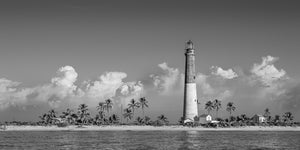 Dry Tortugas lighthouse panorama in black and white