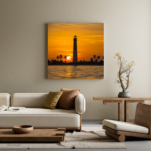 Serene lighthouse seascape at sunset in Florida Keys