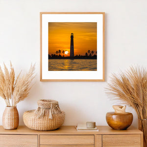 Sun setting behind lighthouse in the Florida Keys