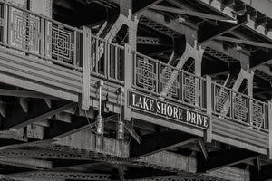 Chicago elevated steel bridge with Art Deco railing details