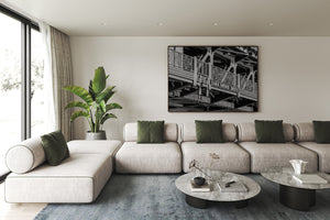 Urban steel framework and signage in downtown Chicago