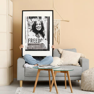 Urban wall collage with torn poster and freedom lettering Chicago