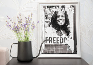 Chicago street photography torn political poster monochrome