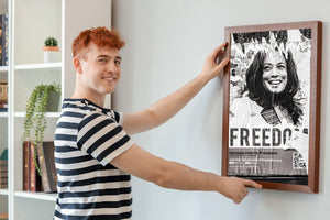 Street art style torn poster portrait Chicago Illinois wall texture