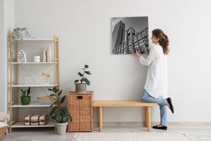 Chicago architectural contrast brick clock tower and skyscraper