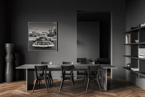 1950s Chevrolet Bel Air style front view monochrome photography