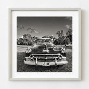 Front view of vintage 1950s Chevrolet parked in Gardner Illinois