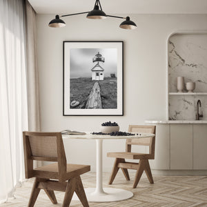 Serene lighthouse scene on small Maine island