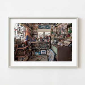 Interior of historic Route 66 gas station museum in Ash Grove Missouri