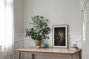 Construction tower surrounded by New York City night lights