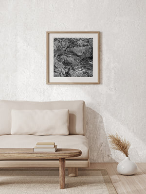 Curving rock striations and rough surfaces in an Ushuaia mountain close-up