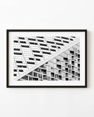 Abstract black and white view of VIA 57 West facade in New York City