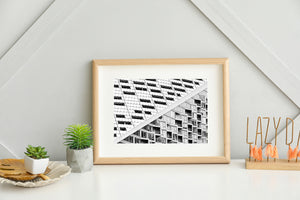 New York building surfaces form a strong diagonal across repeated window rows