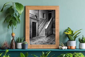 Venice architecture with contrasting brick textures, plaster and worn steps