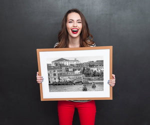 Europees stadsgezicht Fine Art‑print van de kanaalbrug van Venetië