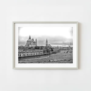 Venice Grand Canal black and white cityscape
