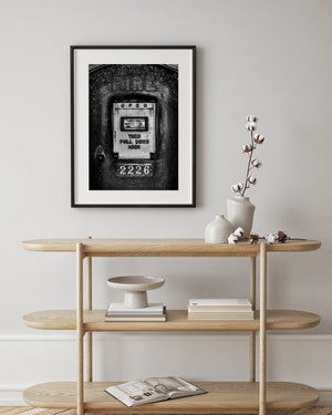 Still life artwork of mechanical fire alarm detail