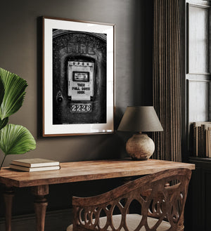 Monochrome fine art print of cast metal alarm