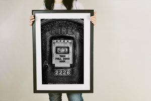 Gritty urban photography of antique fire call box