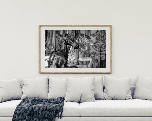 Rustic vintage merry-go-round horses image