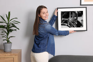 Historic car steering wheel with polished chrome
