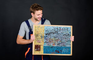 Black and white graffiti wall