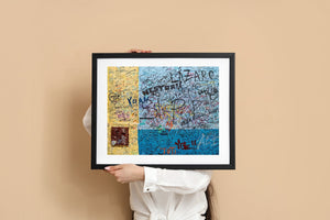 Layered graffiti names on plaster