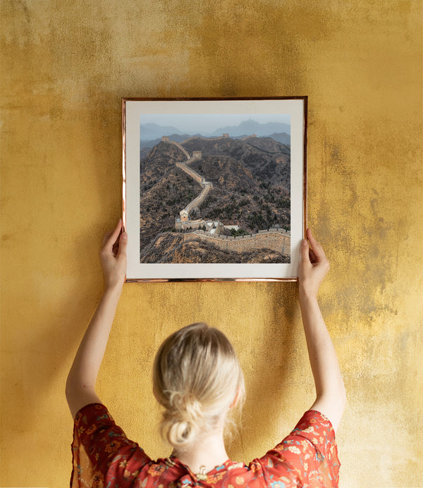 Great Wall winding through mountains