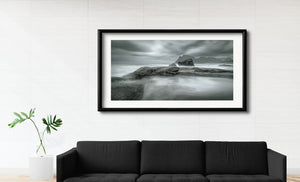 Panoramic view of moody landscape