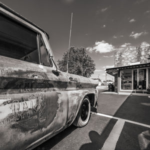 Close view of an old Chevrolet pickup on Route 66