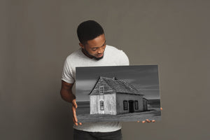 Rustieke hut aan zee Fine Art wanddecoratie