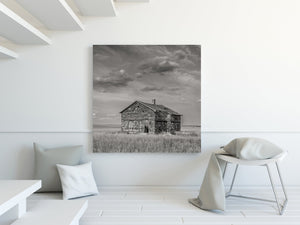 black and white prairie architecture wall print