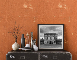 Wellington Inn frontage and street in a monochrome Cotswolds photograph