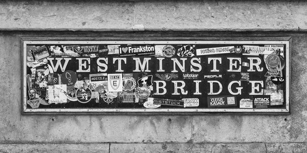 Westminster Bridge monochrome street art