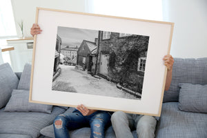 Oslo small street in winter snow