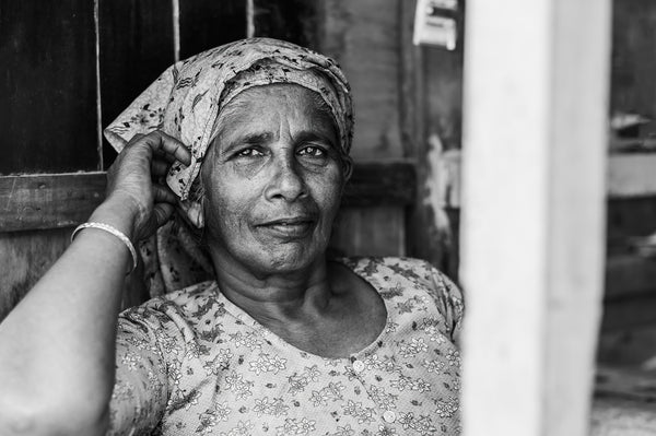 Black and white Indian woman portrait