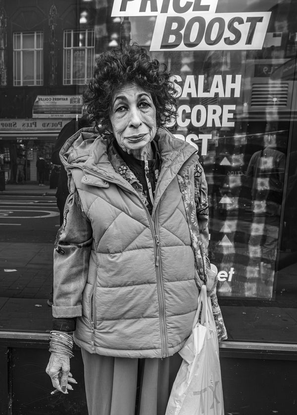 Black and white photo older woman smoking