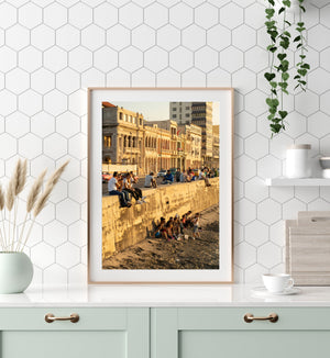 Warm evening light on Malecón in Havana Cuba