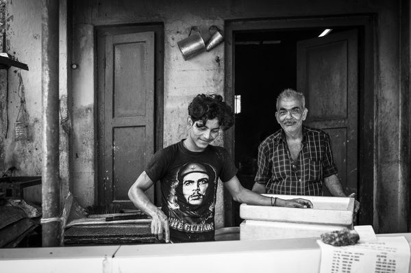 Black and white workshop portrait Kochi India