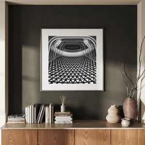 Abstract wall art with layered shapes, bold texture, and contemporary colour